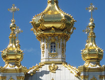 Domes of the church of the Big Palace in Peterhof